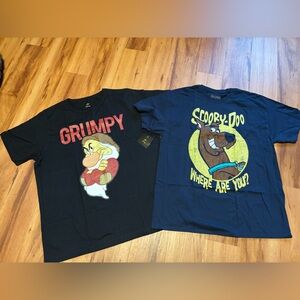 Grumpy and Scooby-Doo Mens XL T-Shirts - Black and Blue 2 for $20 New